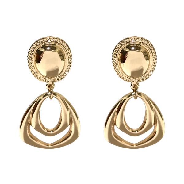 METAL OVAL DROP EARRING