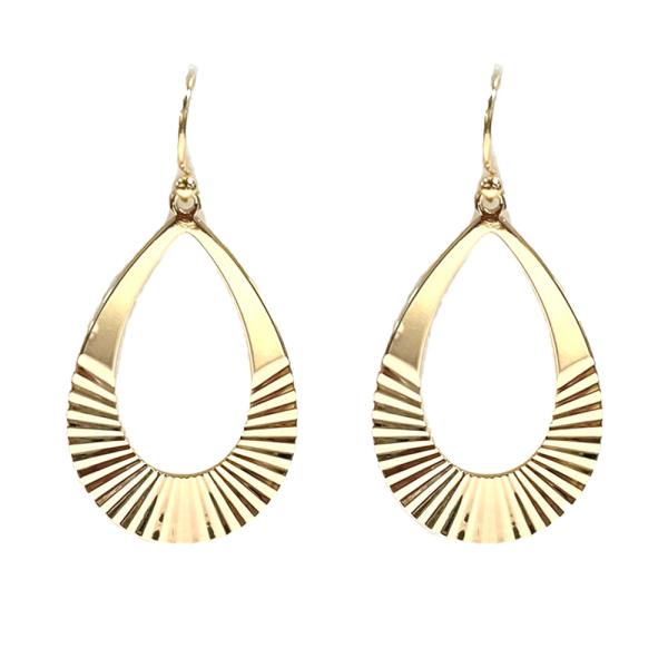 TEXTURED METAL TEARDROP DANGLE EARRING