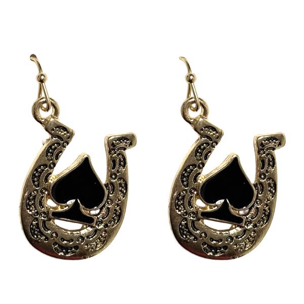 WESTERN HORSESHOE HEART DANGLE EARRING