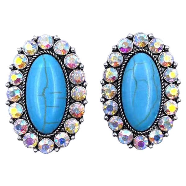 WESTERN DESIGN TURQUOISE CRYSTAL  EARRINGS