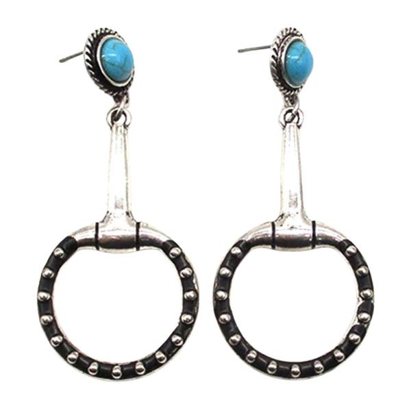 WESTERN BLACK BUBBLE SNAFFLE BIT TQ  EARRING