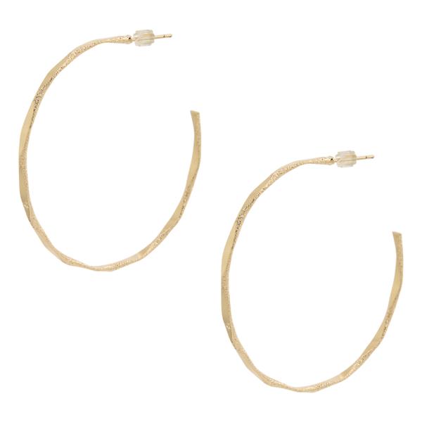 14K GOLD DIPPED TEXTURED OPEN HOOP EARRING