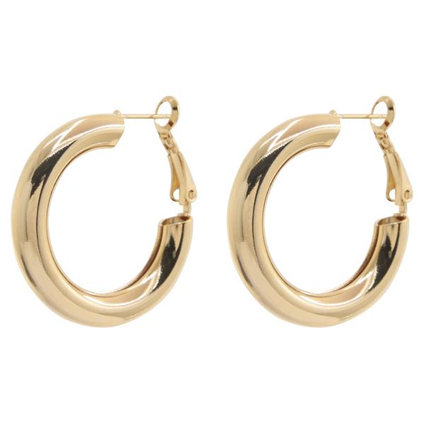 14K GOLD DIPPED TUBE DESIGN HOOP EARRING