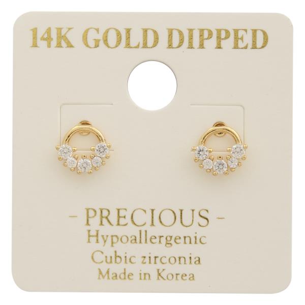 14K GOLD DIPPED CZ SMALL CIRCULAR EARRING