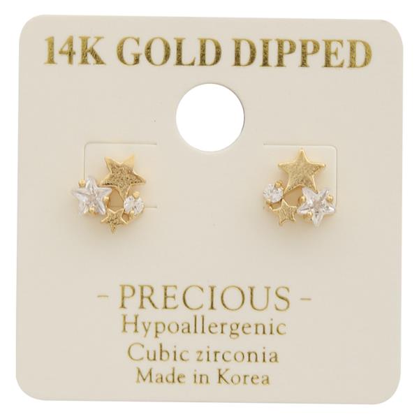 14K GOLD DIPPED CZ STARS EARRING