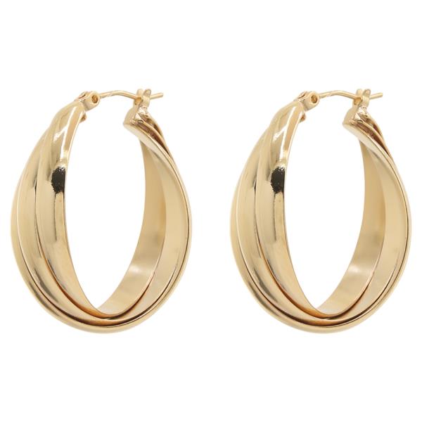 TWISTED OVAL DESIGN METAL PLATING HOOP EARRING