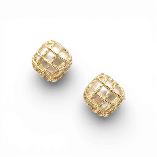 GOLD PEARL ENCRUSTED BUTTERFLY STUD EARRING CLUST EARRING