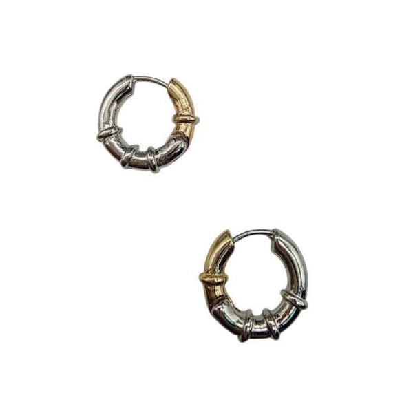 TWO-TONE BAMBOO HUGGIE EARRING