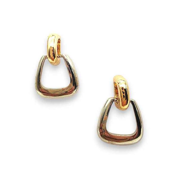 TWO-TONE ROUND RING SQUARE DROP EARRING