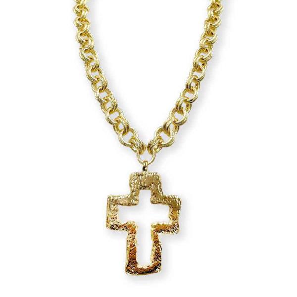ROLO NECKLACE W/OPN CROSS