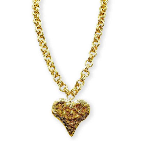 DOUBLE CHAIN HEART PENDANT NECKALCE