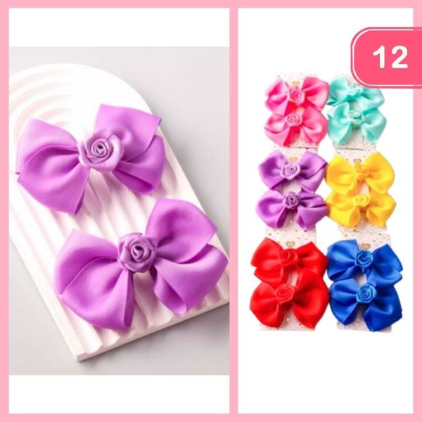 ROSE WING HAIR BOW (12 UNITS)