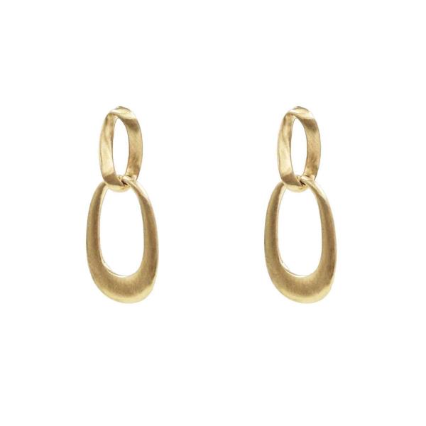 METAL OVAL DROP EARRING