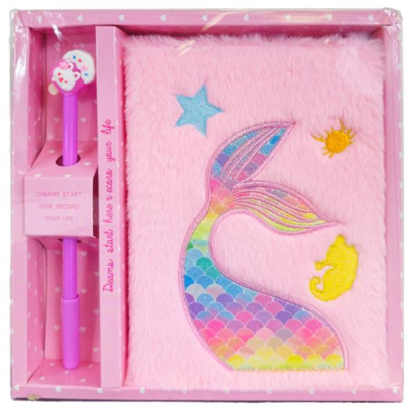 MERMAID TAIL FURRY NOTEBOOK & PEN SET
