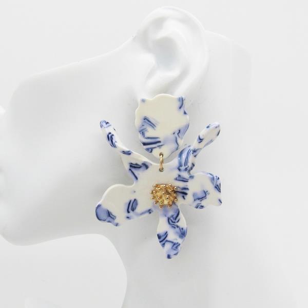 CERAMIC FLOWER DROP EARRING