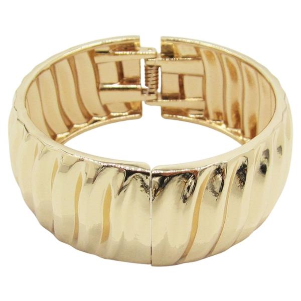 RIBBED METAL HINGED HINGE BRACELET