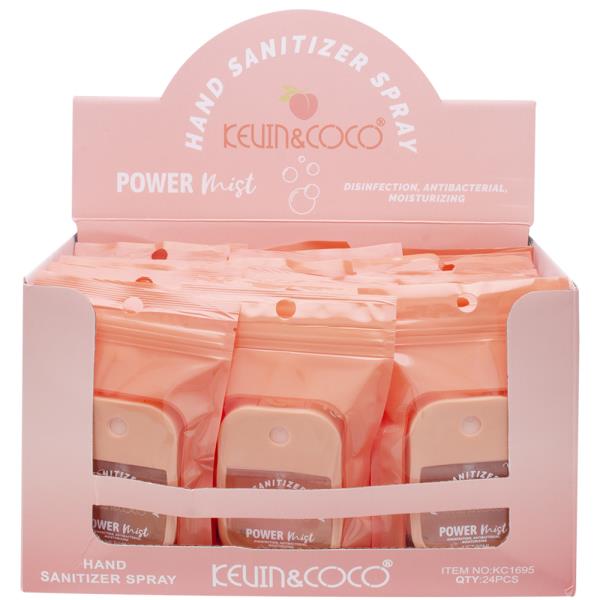 KEVIN AND COCO POWER MIST PEACH HAND SANITIZER SPRAY (24 UNITS)