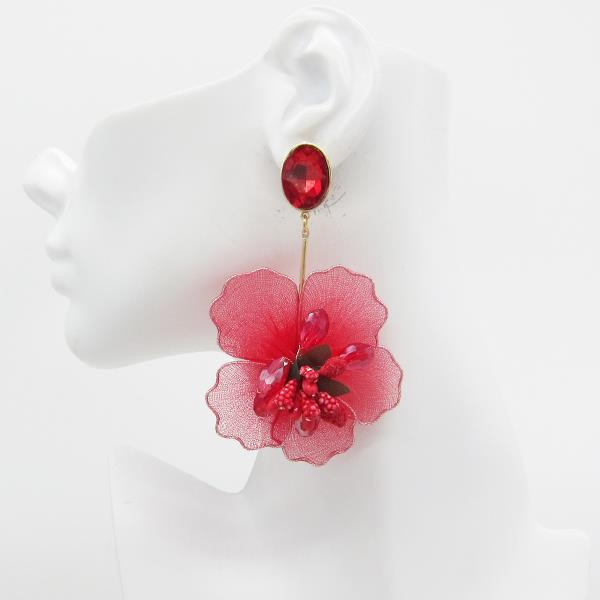 CRYSTAL STONE FLOWER DROP EARRING