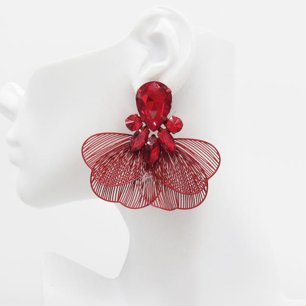 CRYSTAL STONE FLOWER STUD EARRING