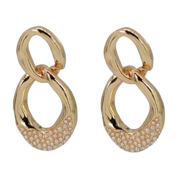 RHINESTONE METAL HOOP DROP EARRING
