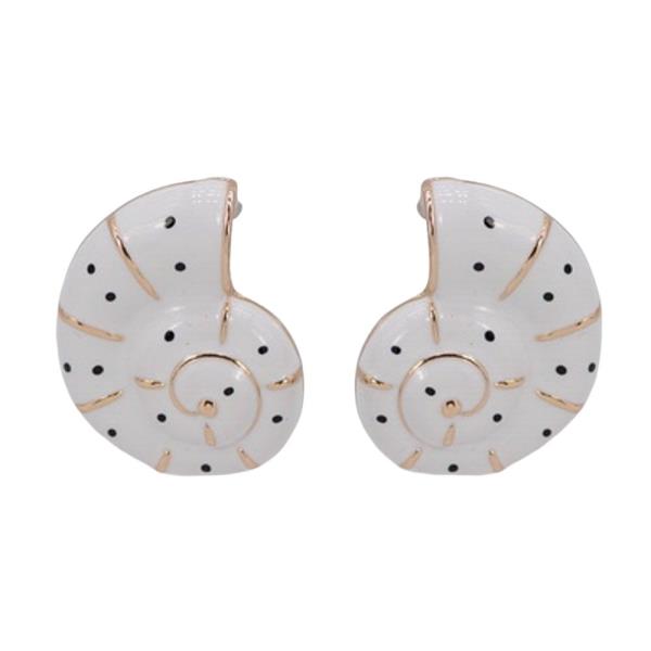 RHINESTONE RESIN SHELL STUD EARRING