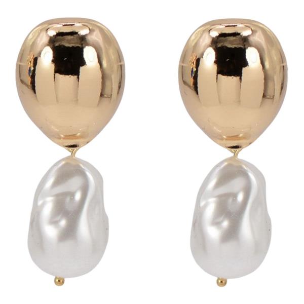 METAL PEARL DROP EARRING