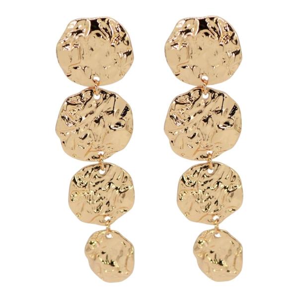 HAMMERED METAL DISC DROP EARRING