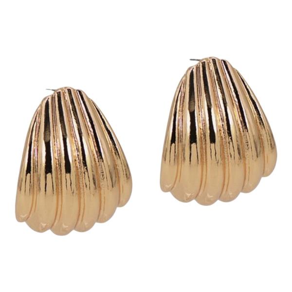 METAL RIDGED HOOP EARRING