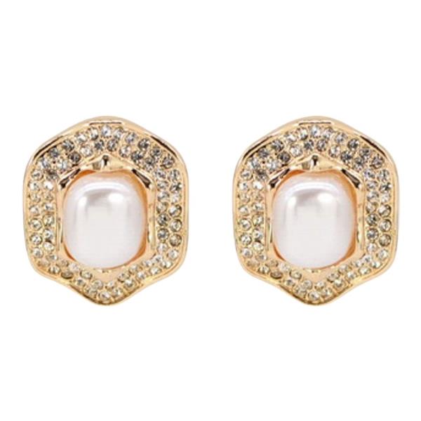 PEARL RHINESTONE STUD EARRING