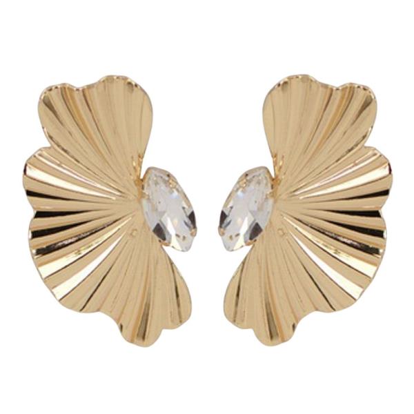 RHINESTONE METAL FAN STUD EARRING