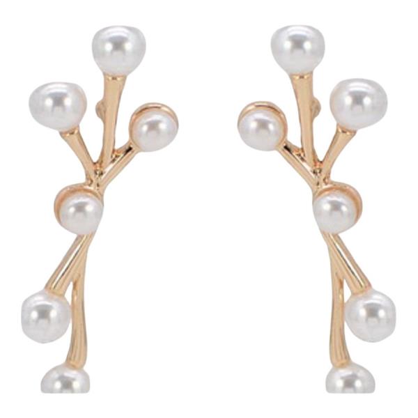 PEARL RHINESTONE BRANCH DROP EARRING
