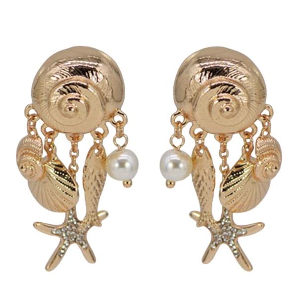 PEARL STARFISH CHARM DANGLE EARRING