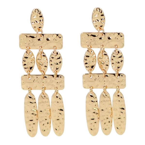 HAMMERED METAL DROP EARRING