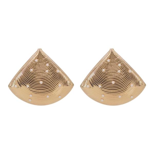 RHINESTONE HAMMERED METAL STUD EARRING