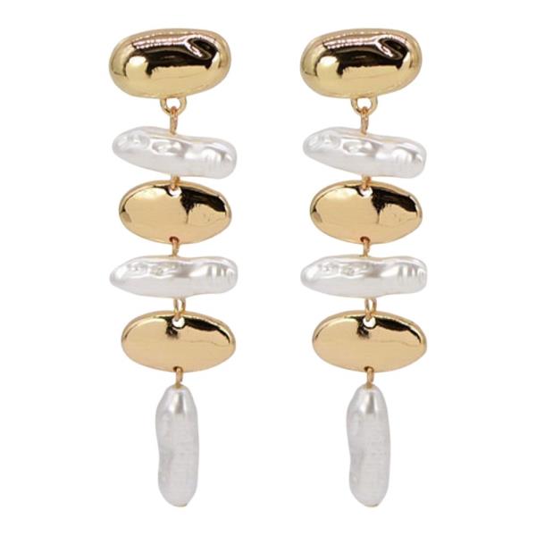 PEARL METAL DANGLE EARRING