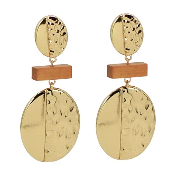 HAMMERED METAL DROP EARRING