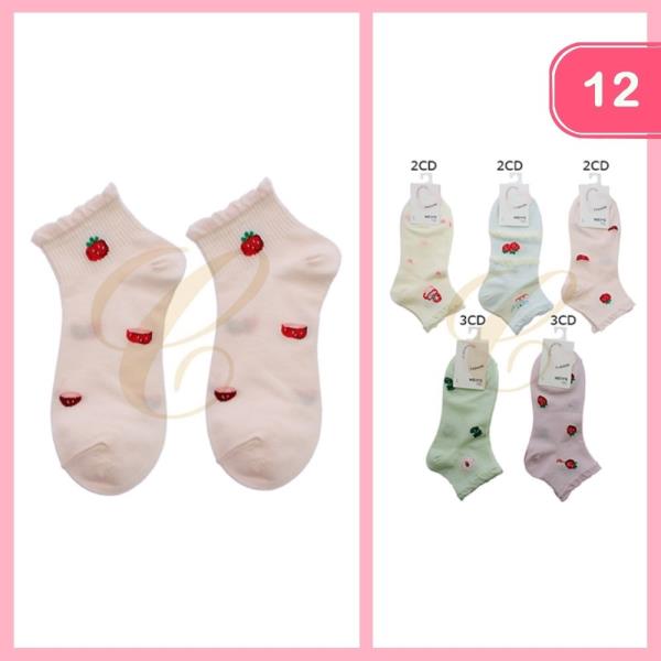 CUTE FRUIT PATTERN ANKLE SOCKS (12 UNITS)