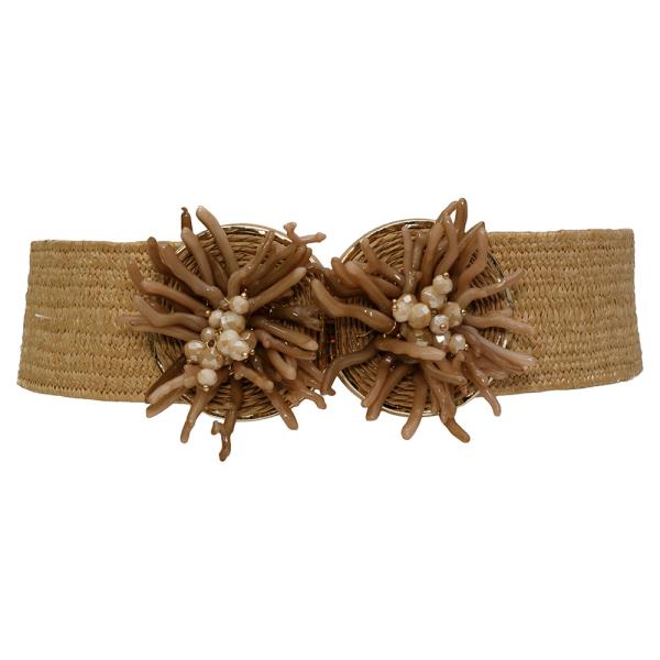 SEALIFE CORAL BEAD STRAW ELASTIC BELT