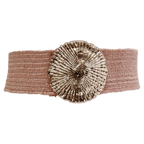 METAL SHELL BUCKLE STRAW ELASTIC BELT