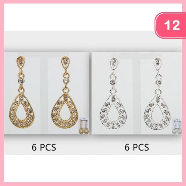 RHINESTONE DROP DANGLE EARRING (12 UNITS)