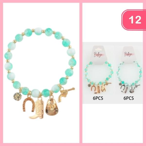 WESTERN BEADED CHARM BRACELET (12 UNITS)