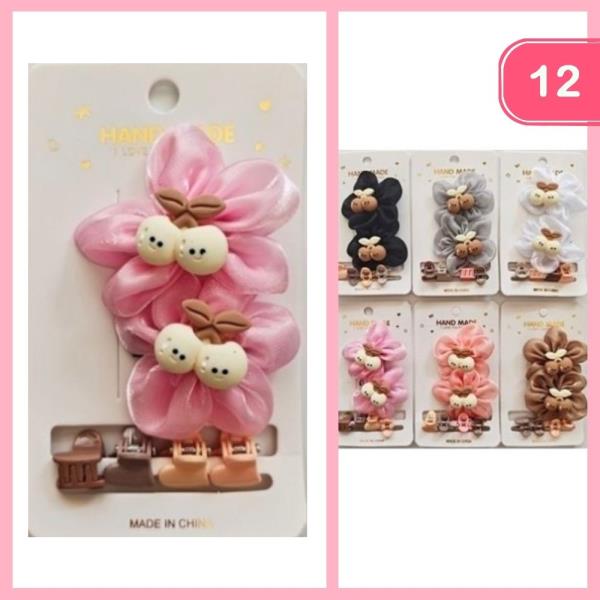 MINI HAIR CLAW CLIPS W/ FLOWER SNAP HAIR CLIP (12 UNITS)