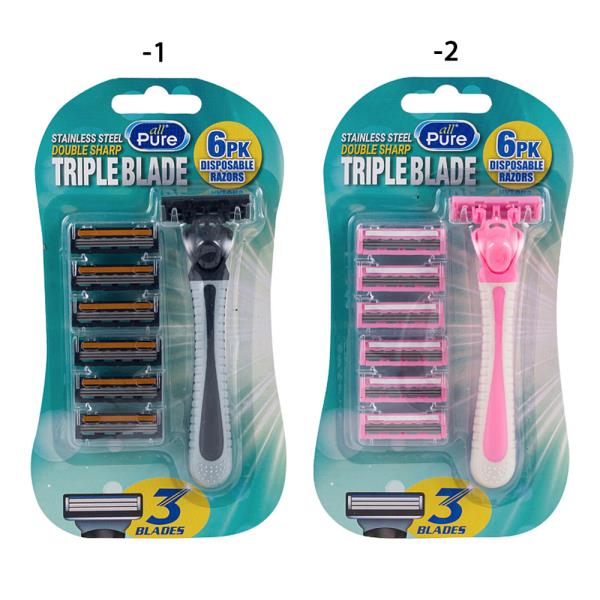 ALL PURE STAINLESS STEEL DOUBLE SHARP TRIPLE BLADE DISPOSABLE RAZORS