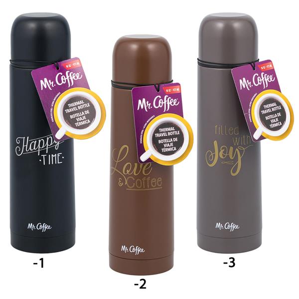 MR COFFEE STAINLESS STEEL THERMAL TRAVEL BOTTLES