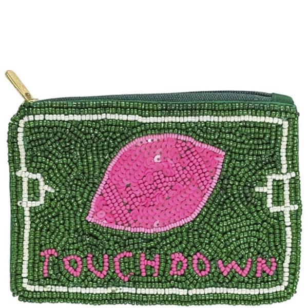 SEED BEAD TOUCH DOWN COIN PURSE BAG