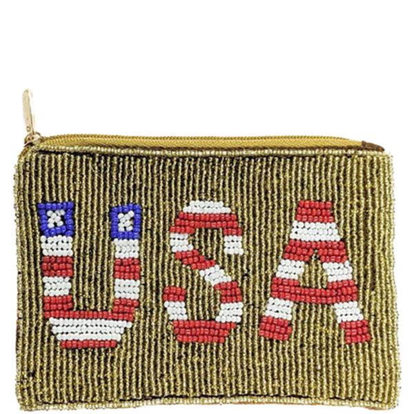 SEED BEAD USA COIN PURSE BAG