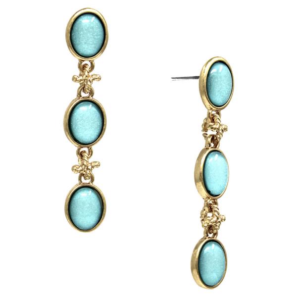 EPOXY STONE LINKED DANGLE EARRING