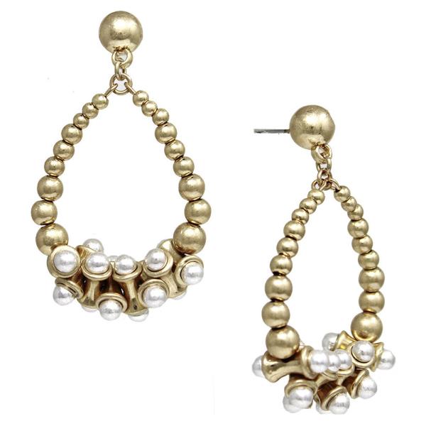 DUO BALL ON BAR CCB LINKED TEARDROP EARRING