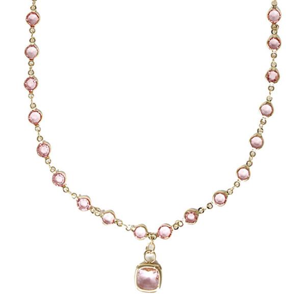 DISC BEADED WITH COLOR SQUARE PENDANT NECKLACE