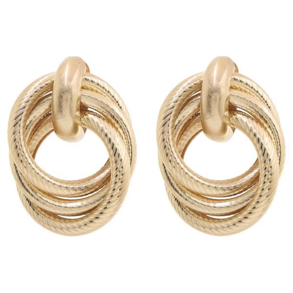 PIPE TEXTURED 3 LINE TWISTED CIRCLE POST EARRING